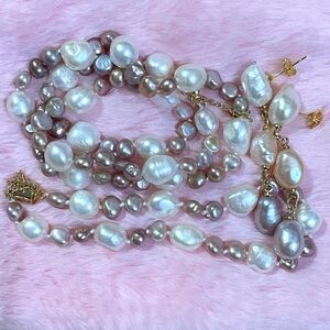 Natural South Sea Baroque Purple Pearl Necklace Bracelet 11-12 mm Pearl Earrings